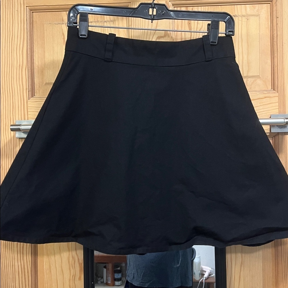 Black A-Line  Mini Skirt cotton USA made Sz M